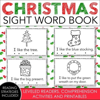 sight FREEBIE  Christmas  cover a book  with Word Kindergarten word Book Sight