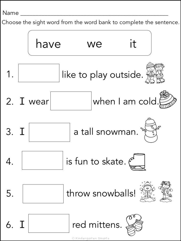 Winter Sight Word Book with a Freebie - Kindergarten Smarts