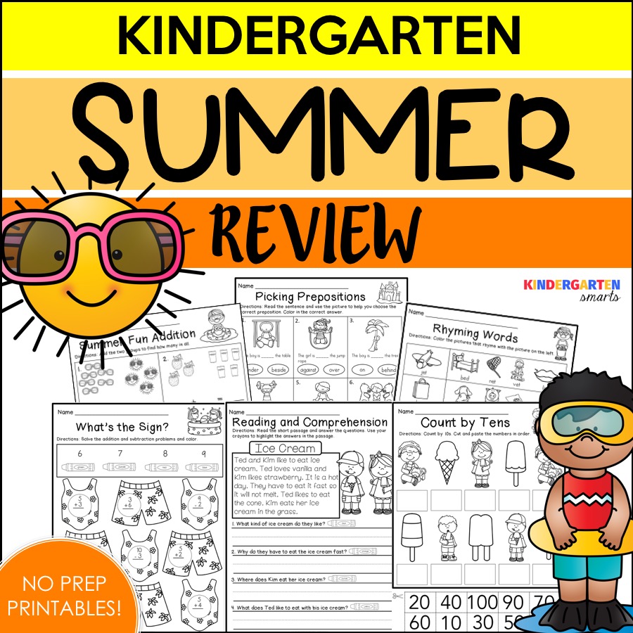 Summer Review with a freebie Kindergarten Smarts